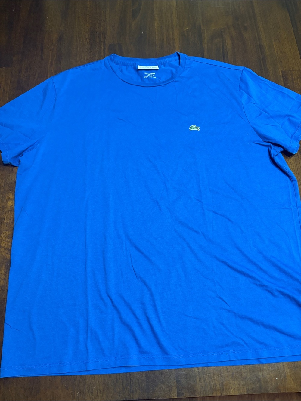 Lacoste Men's Short Sleeve Crew T-Shirt in Bright Blue with Green Croc Logo NWT
